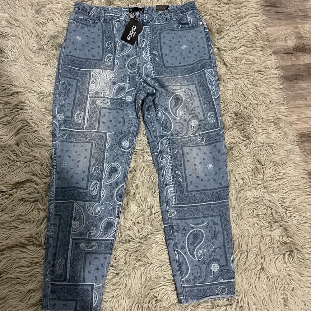 Misguided bandanna print Mom jeans
